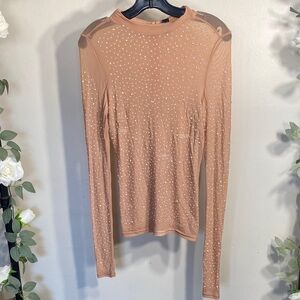 Windsor Nude Long Sleeve Top with Sparkling Accents
